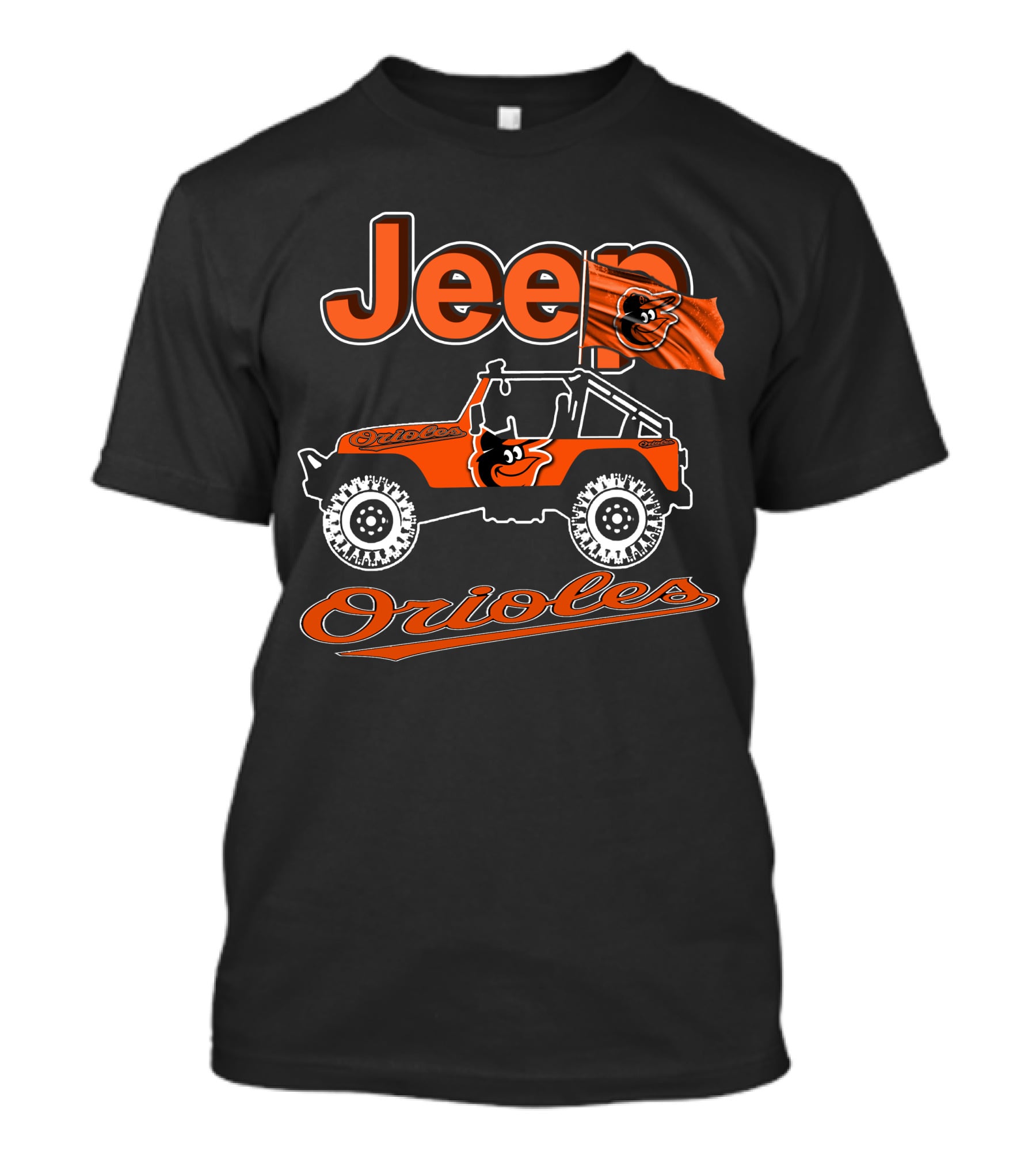 Jeep Orioles Baltimore Orioles Logo Jeep Wrangler Baseball T-Shirt