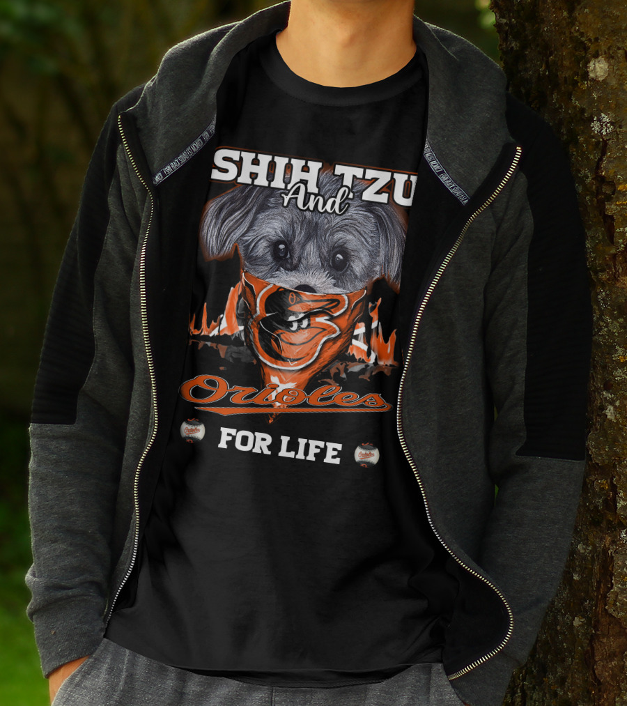 Shih Tzu And Orioles For Life Orioles T-Shirt