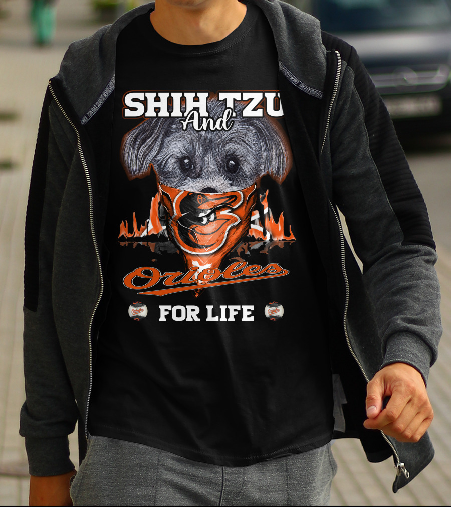 Shih Tzu And Orioles For Life Orioles T-Shirt