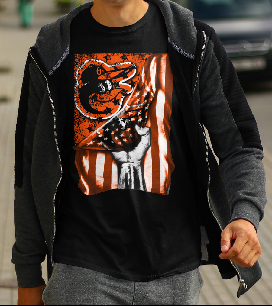 Baltimore Orioles Stars And Stripes Flag T-Shirt