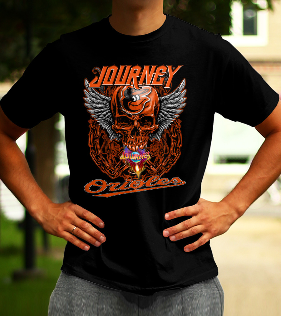 Journey Baltimore Orioles Skull Wings T-Shirt