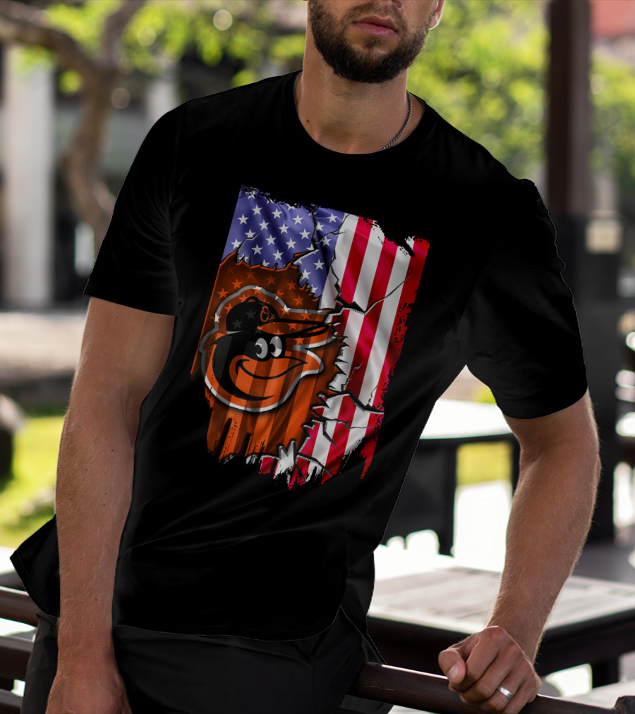 American Flag Baltimore Orioles T-Shirt