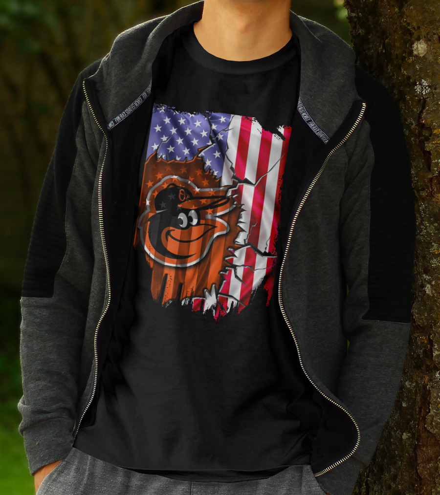 American Flag Baltimore Orioles T-Shirt