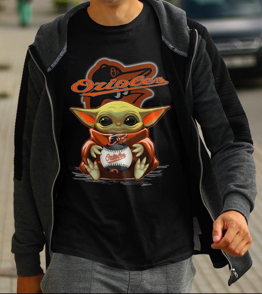 Orioles Baseball Yoda With Team Logo And Cap T-Shirt