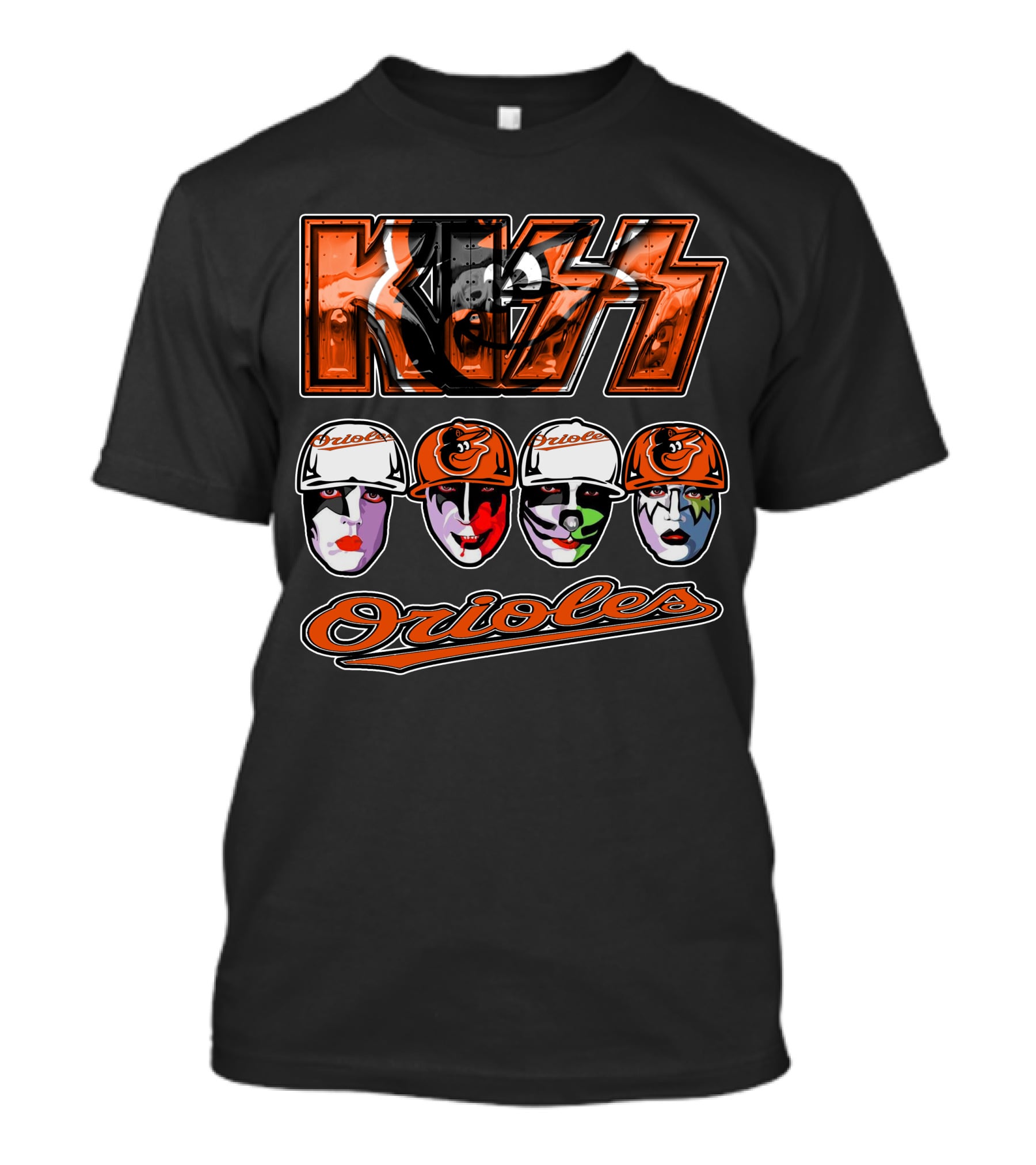 Kiss Orioles Baltimore Face Paint Baseball Crossover T-Shirt