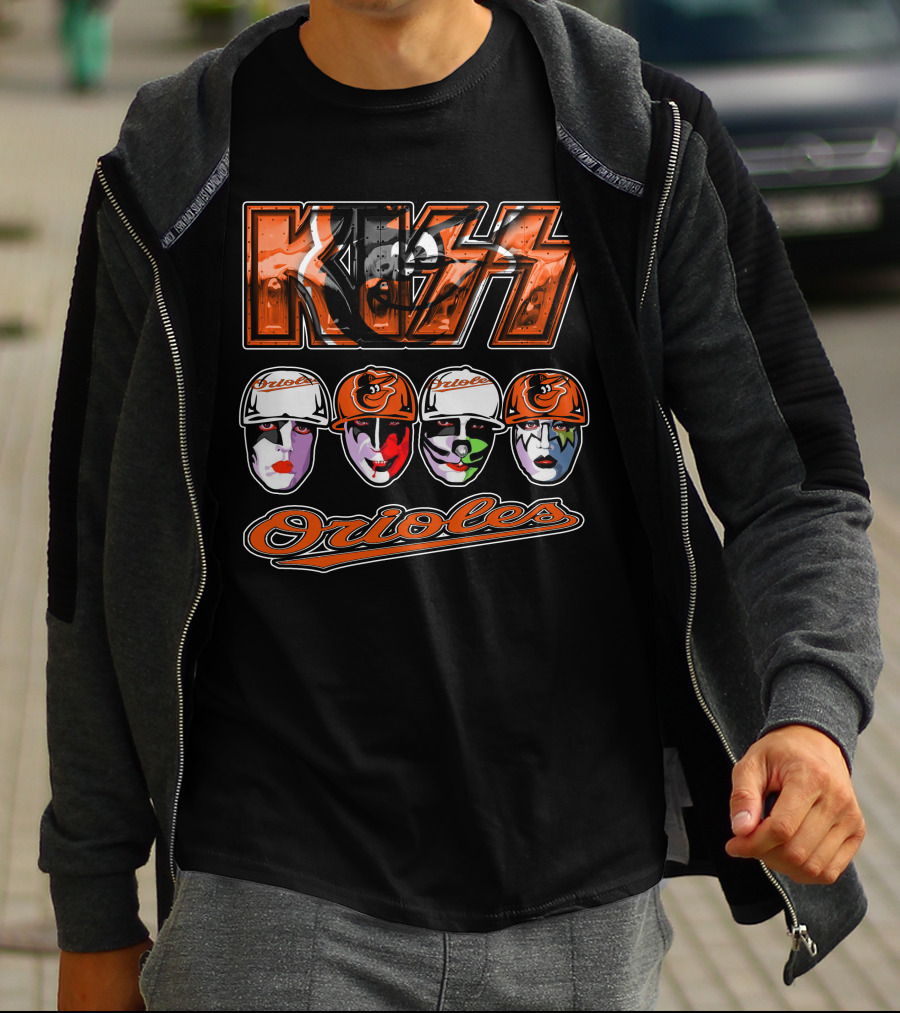 Kiss Orioles Baltimore Face Paint Baseball Crossover T-Shirt