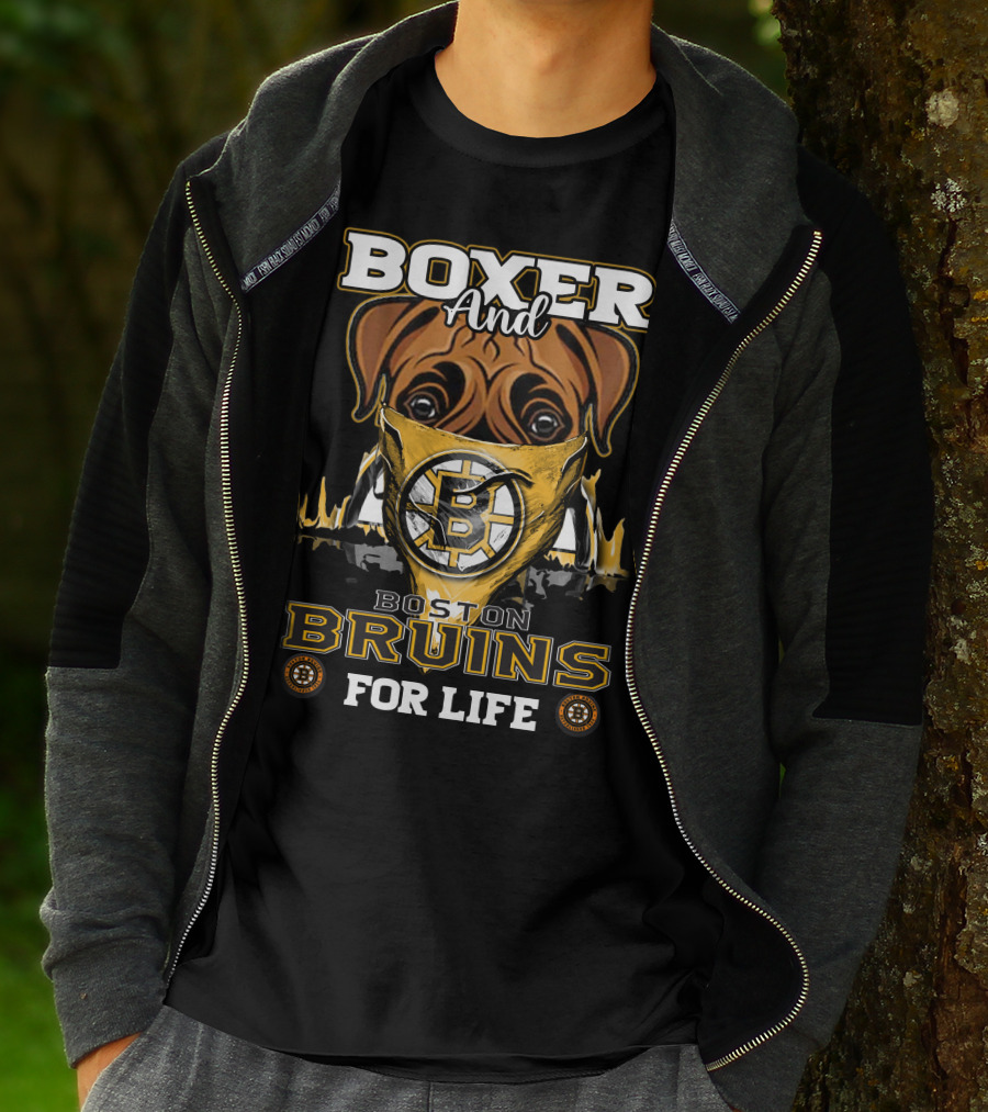 Boxer And Boston Bruins For Life T-Shirt