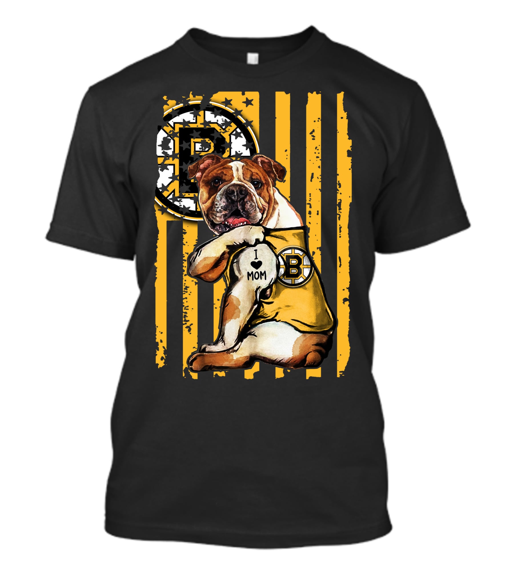 Bulldog Boston Bruins I Love Mom T-Shirt