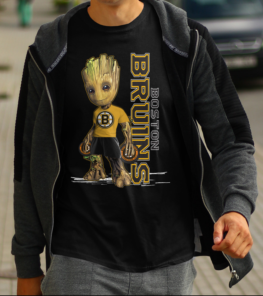 Groot Boston Bruins NHL Hockey Character Crossover T-Shirt