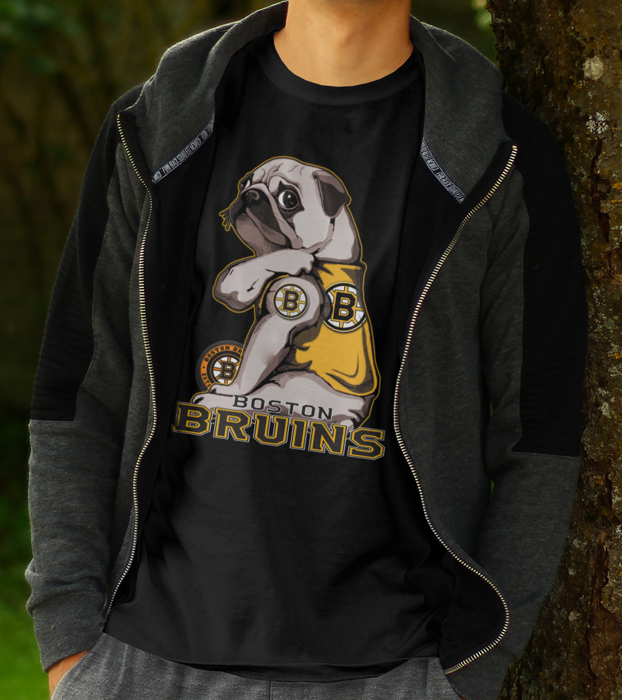 Pug Wearing Boston Bruins Jersey T-Shirt