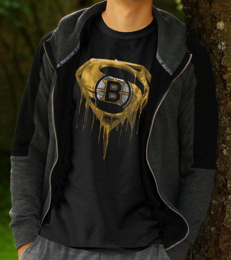 Boston Bruins Dripping Gold Superman T-Shirt