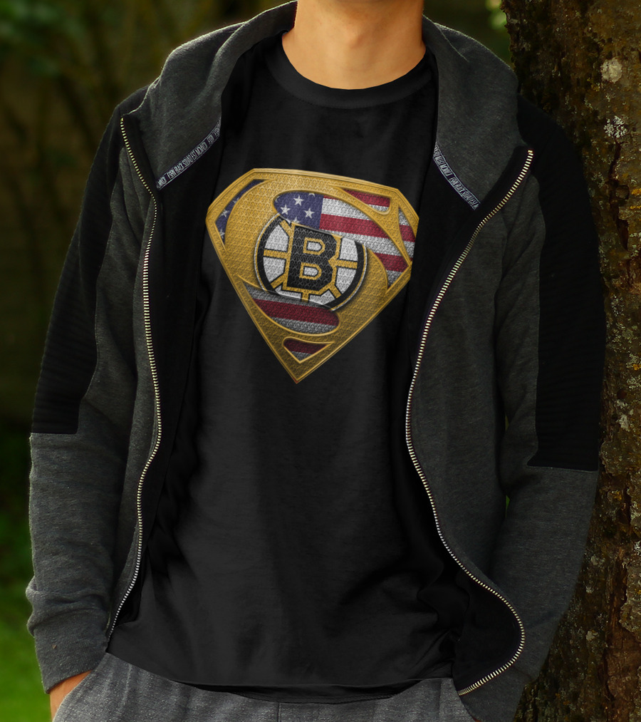 Superman Boston Bruins American Flag T-Shirt
