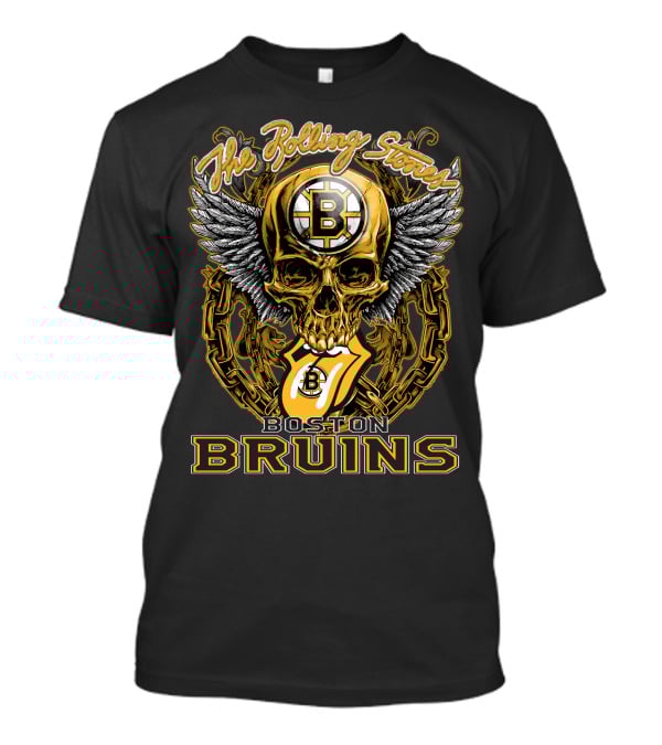 The Rolling Stones Boston Bruins Skull And Wings Iconic Collaboration T-Shirt