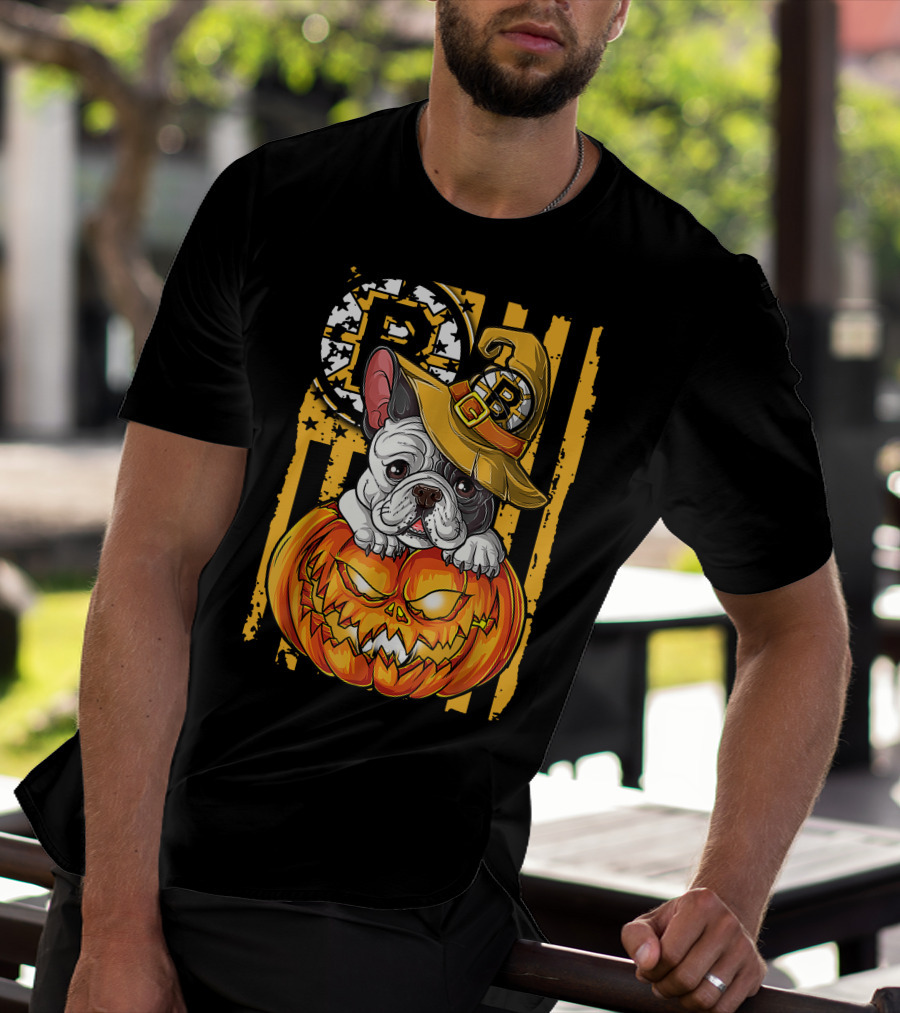 Bulldog Halloween Boston Bruins Pumpkin Magic T-Shirt