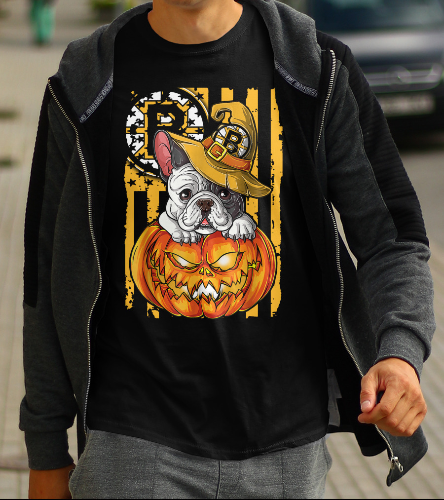 Bulldog Halloween Boston Bruins Pumpkin Magic T-Shirt