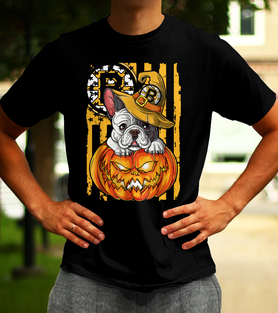 Bulldog Halloween Boston Bruins Pumpkin Magic T-Shirt