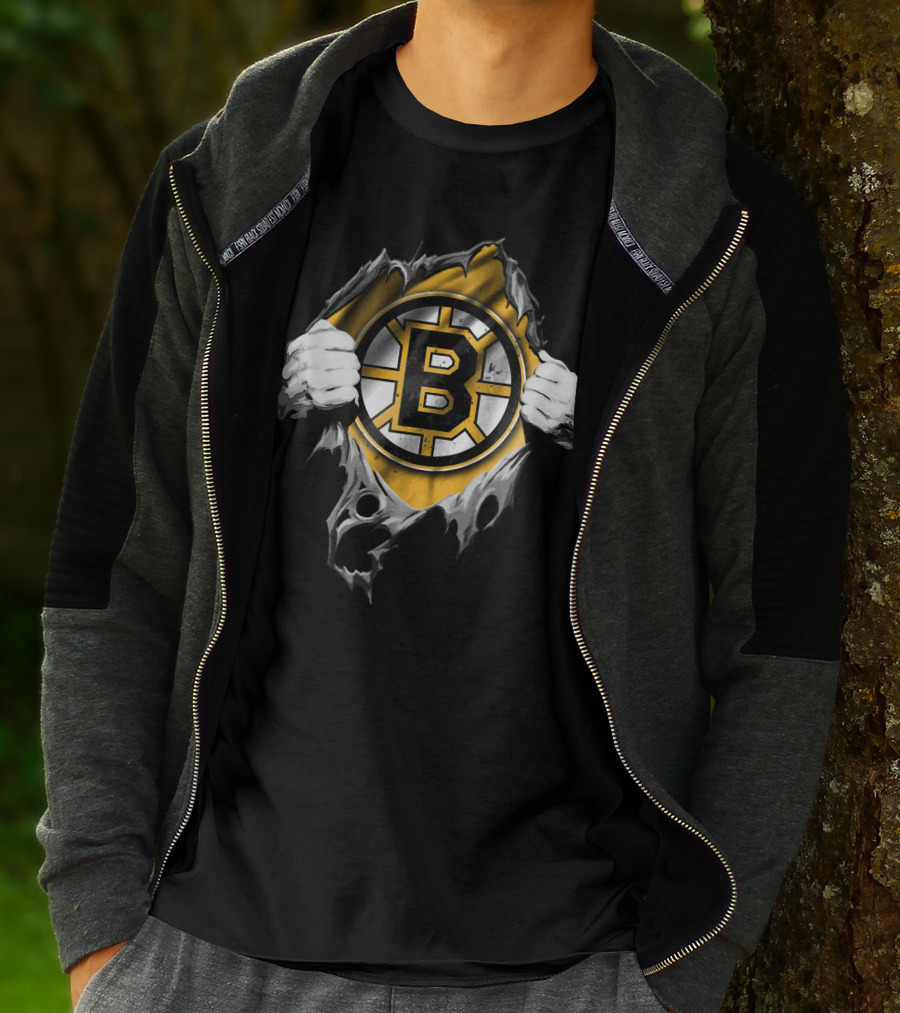 Boston Bruins Torn Ripped T-Shirt