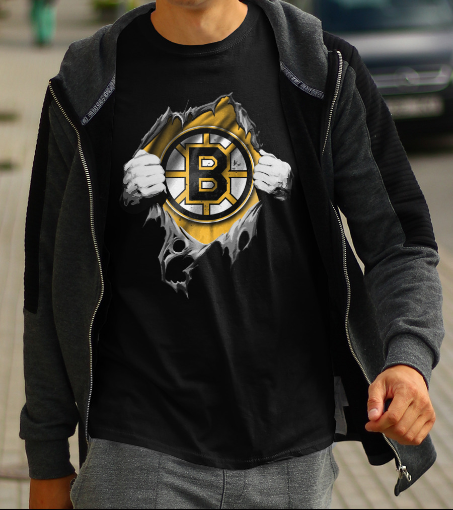 Boston Bruins Torn Ripped T-Shirt