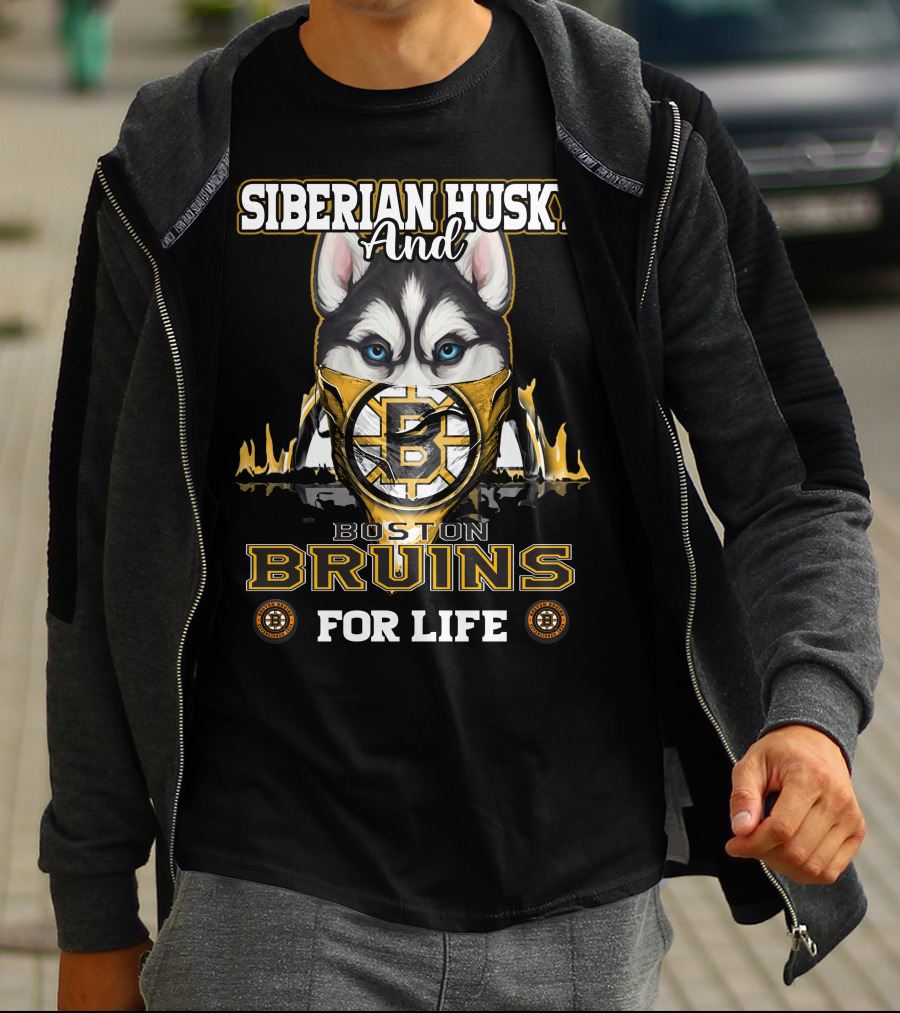 Siberian Husky And Boston Bruins For Life T-Shirt