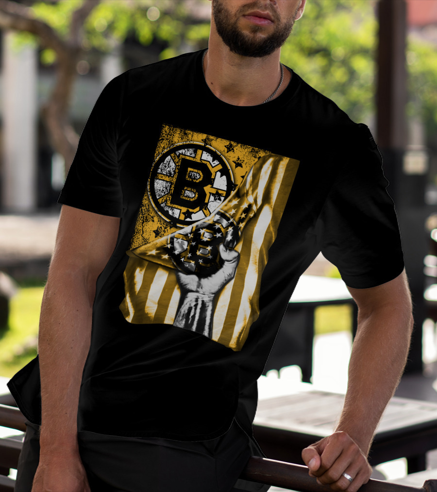 Boston Bruins American Flag Emblem T-Shirt