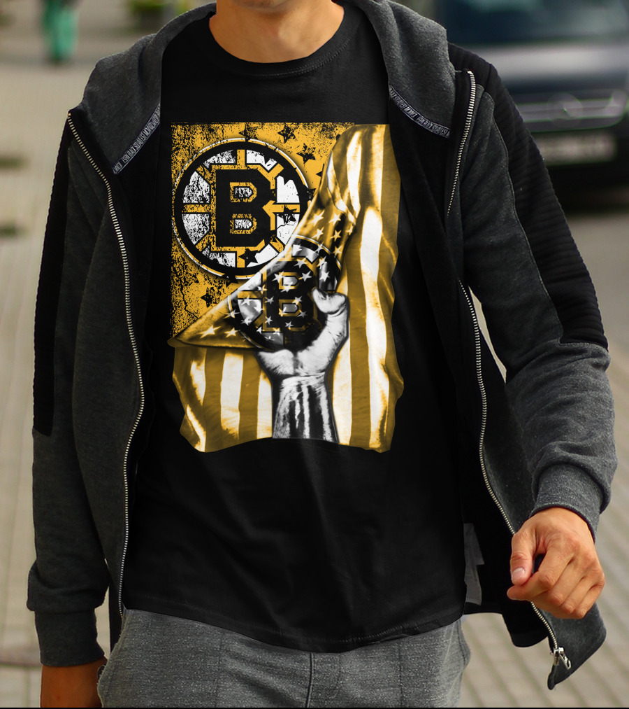 Boston Bruins American Flag Emblem T-Shirt