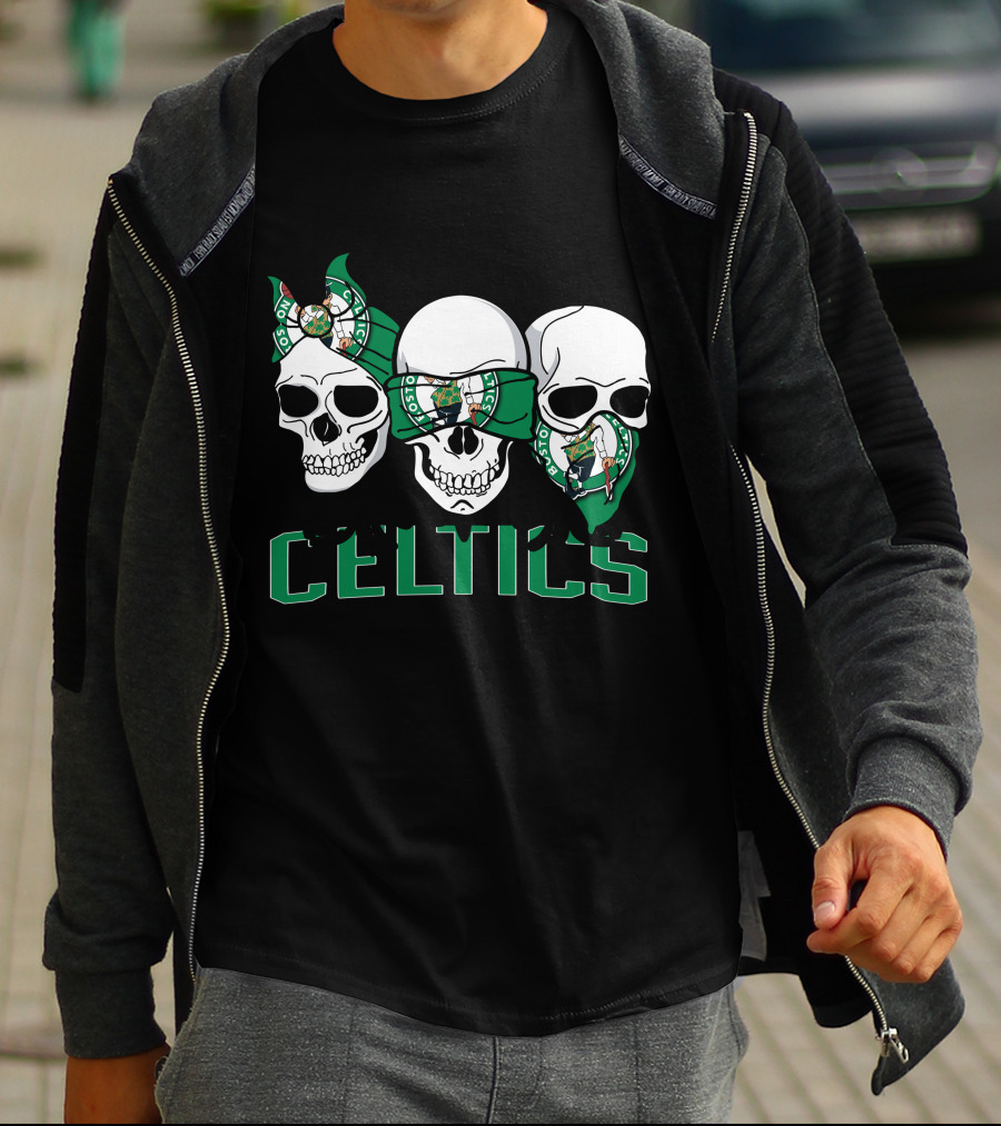 3 Skull Celtics Boston Bandana T-Shirt