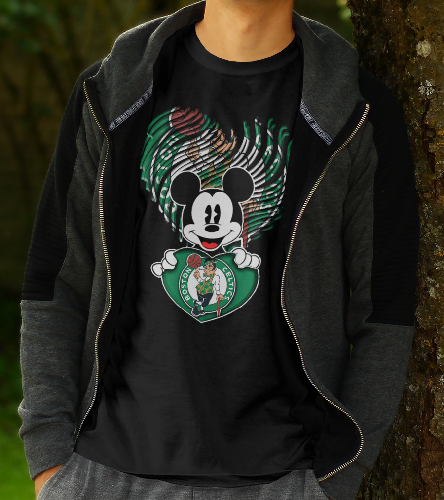 Mick Mouse Boston Celtics Basketball Fan Logo Mashup T-Shirt