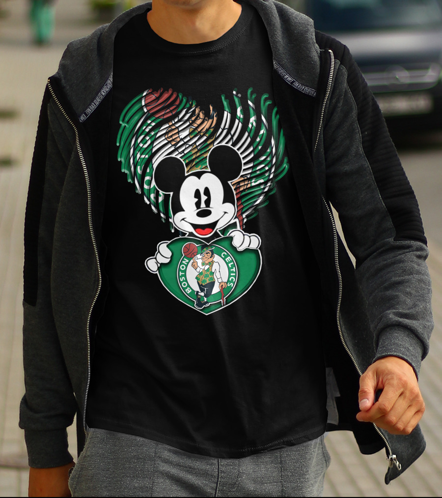 Mick Mouse Boston Celtics Basketball Fan Logo Mashup T-Shirt