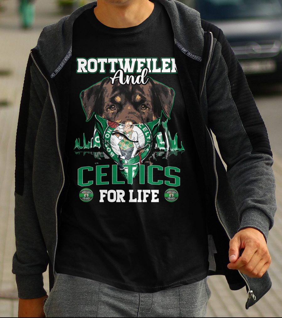 Rottweiler And Celtics For Life Boston Celtics T-Shirt