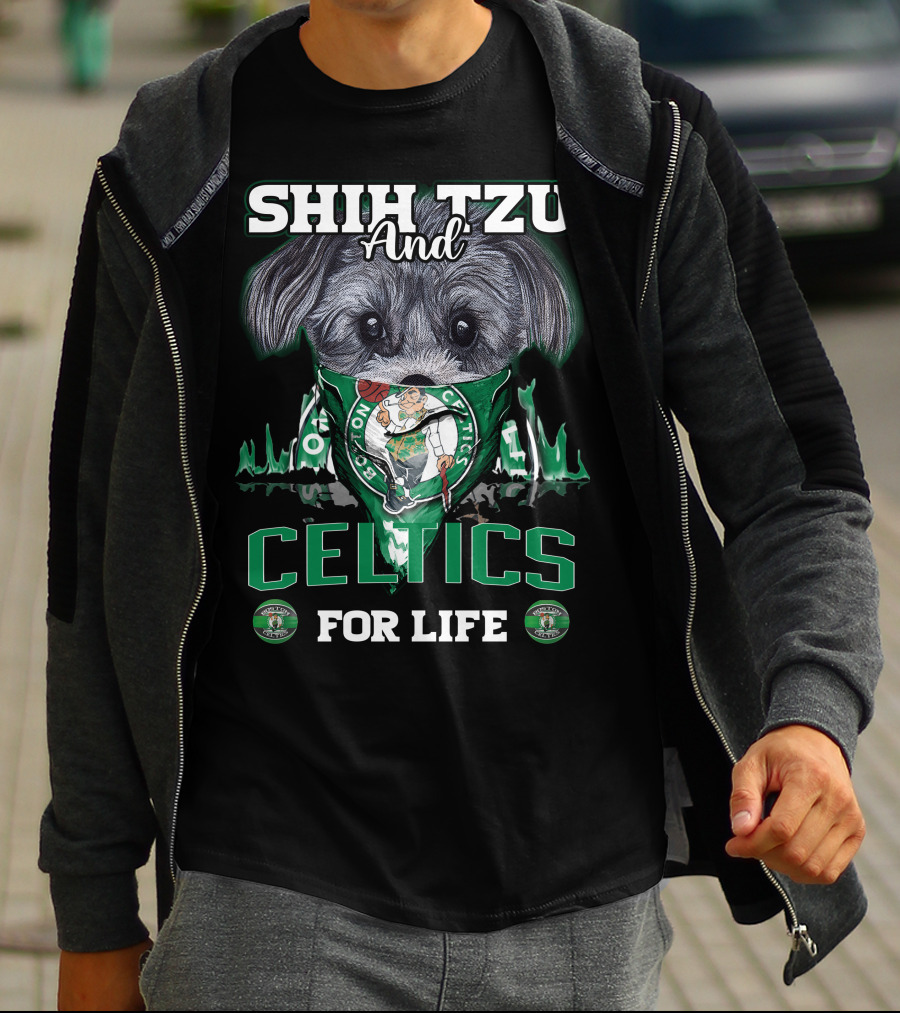 Shih Tzu And Boston Celtics For Life T-Shirt