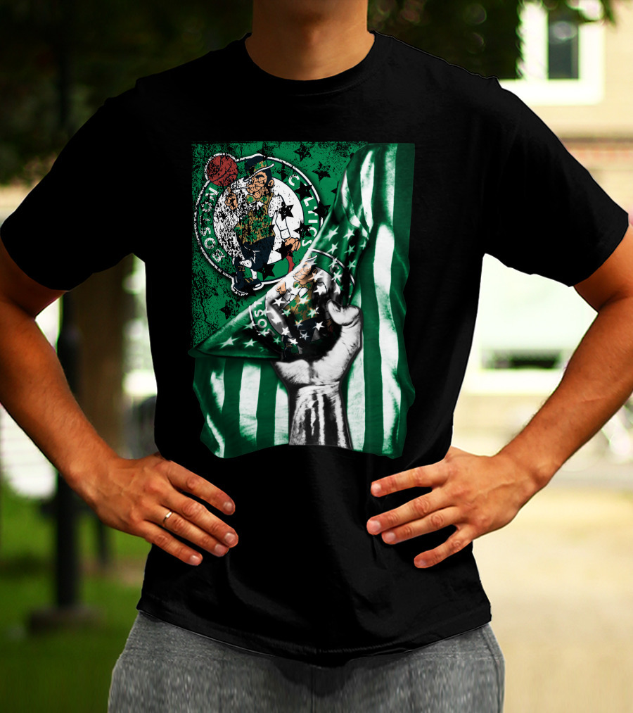 Flag Boston Celtics Hand Holding Logo T-Shirt