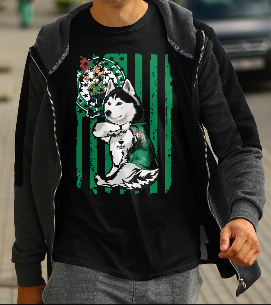 Boston Celtics Siberian Husky Mom Fan T-Shirt