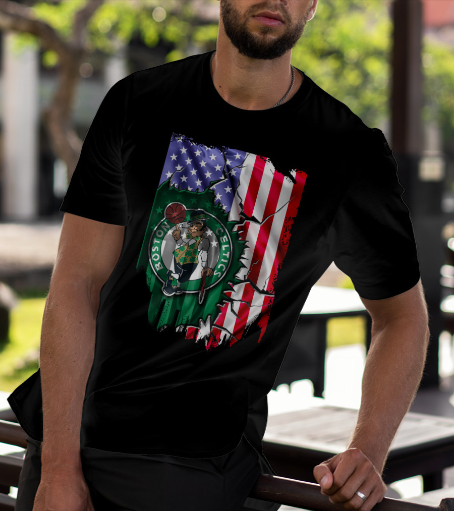 American Flag Boston Celtics T-Shirt