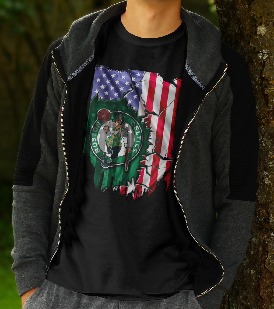 American Flag Boston Celtics T-Shirt