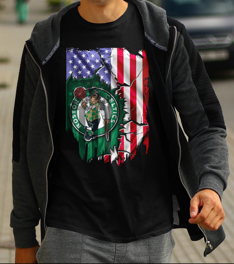 American Flag Boston Celtics T-Shirt
