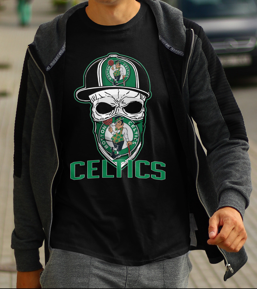 Boston Celtics Skull Hat T-Shirt
