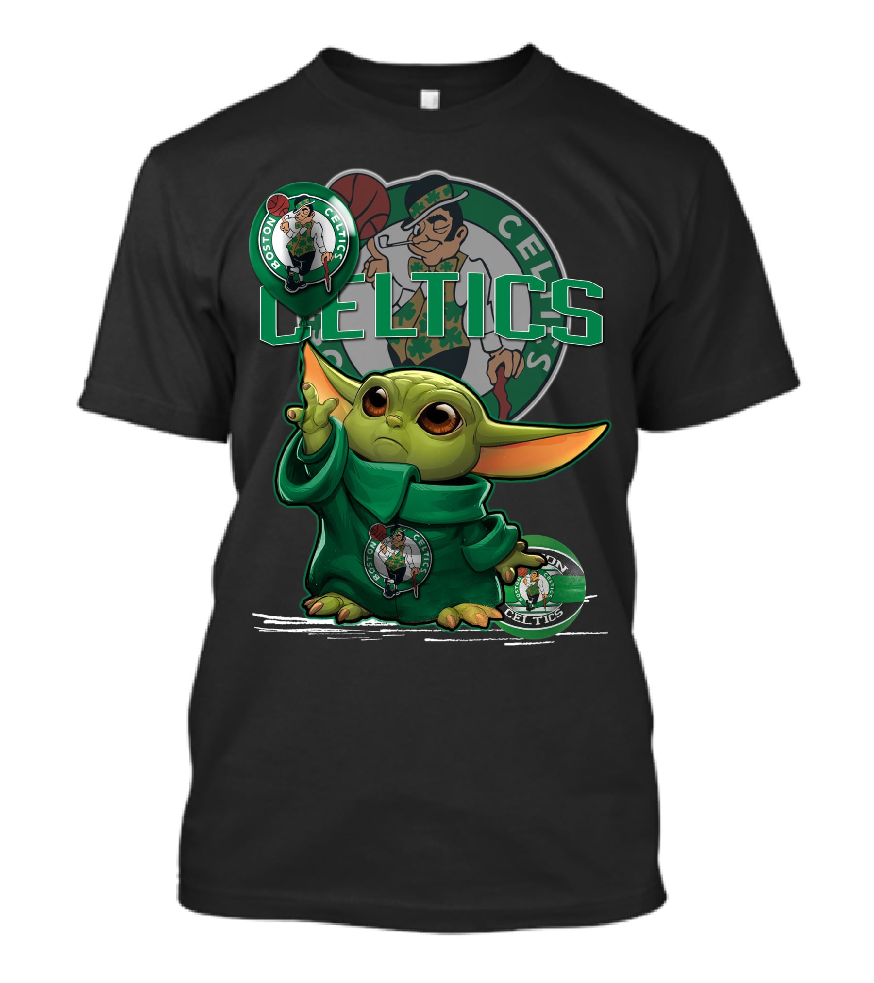 Yoda Celtics Boston Team Basketball Mashup T-Shirt