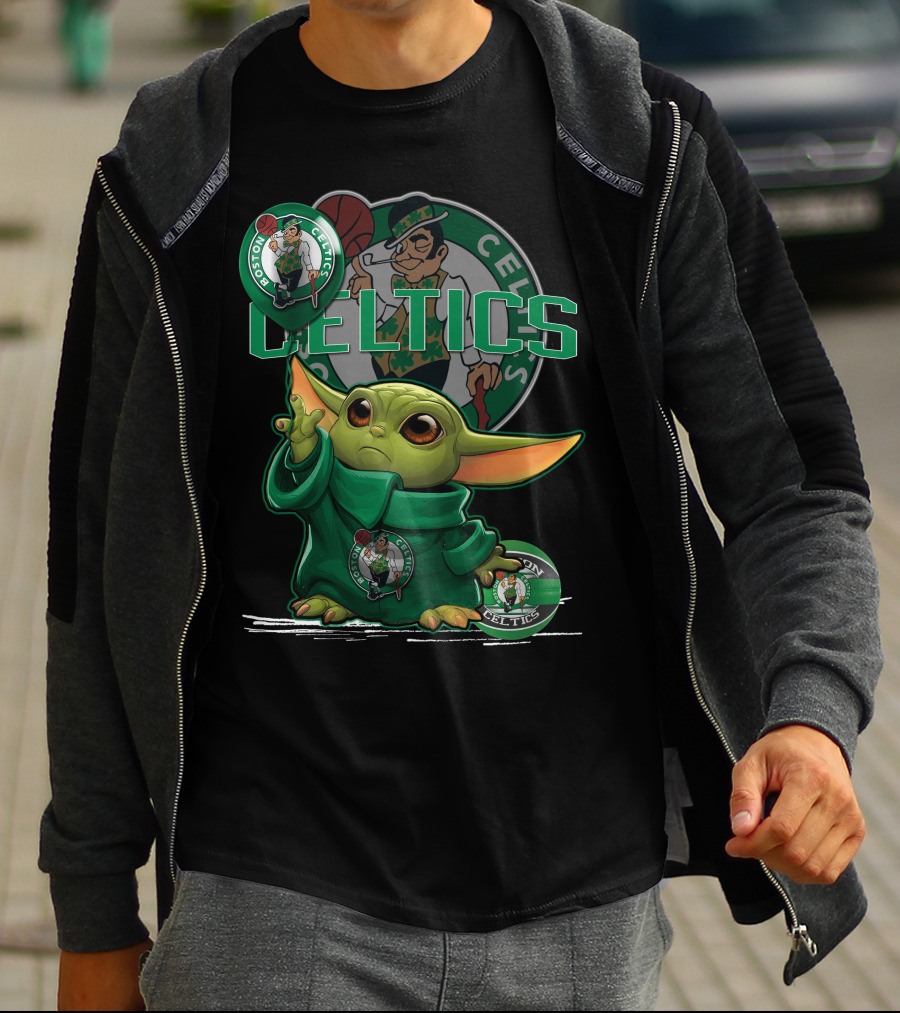 Yoda Celtics Boston Team Basketball Mashup T-Shirt