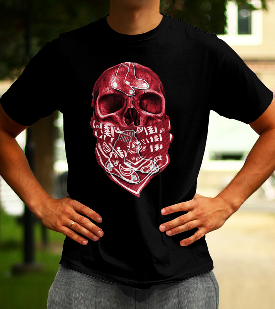 Skull With Bandana Boston Red Sox T-Shirt