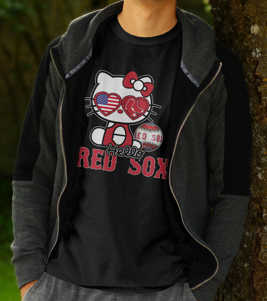 Hello Kitty Red Sox American Heart Baseball Fan T-Shirt