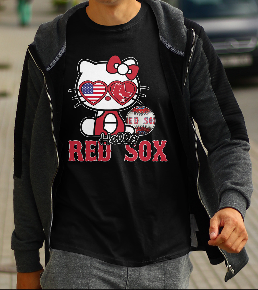 Hello Kitty Red Sox American Heart Baseball Fan T-Shirt