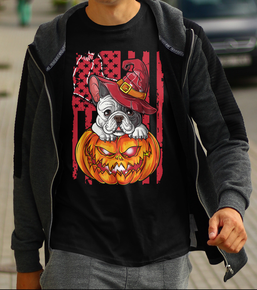 Hlw Bulldog Boston Red Sox Halloween Jack-O'-Lantern T-Shirt