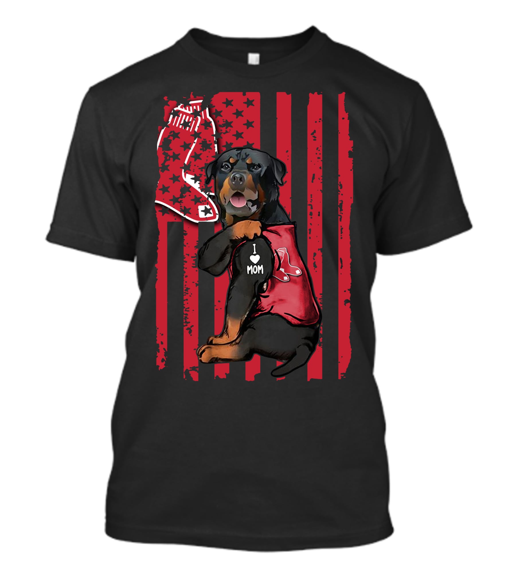 Boston Red Sox Rottweiler I Love Mom T-Shirt