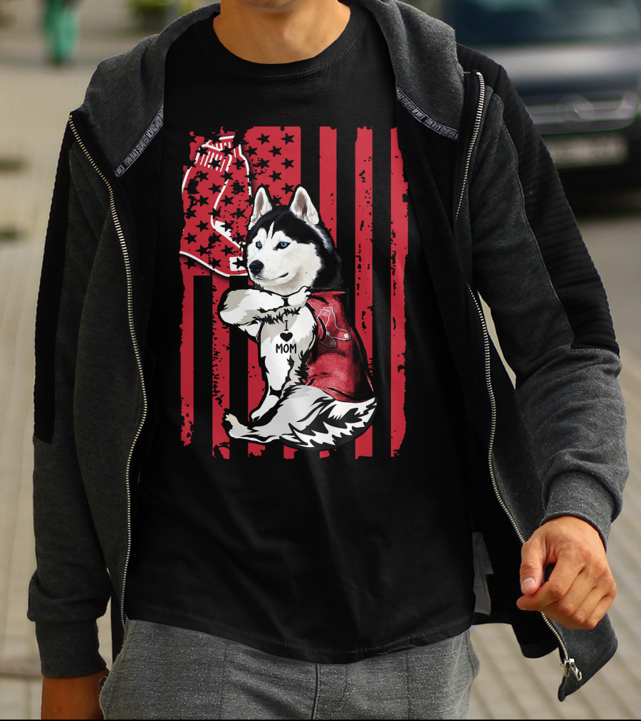 Siberian Husky Boston Red Sox I Love Mom T-Shirt