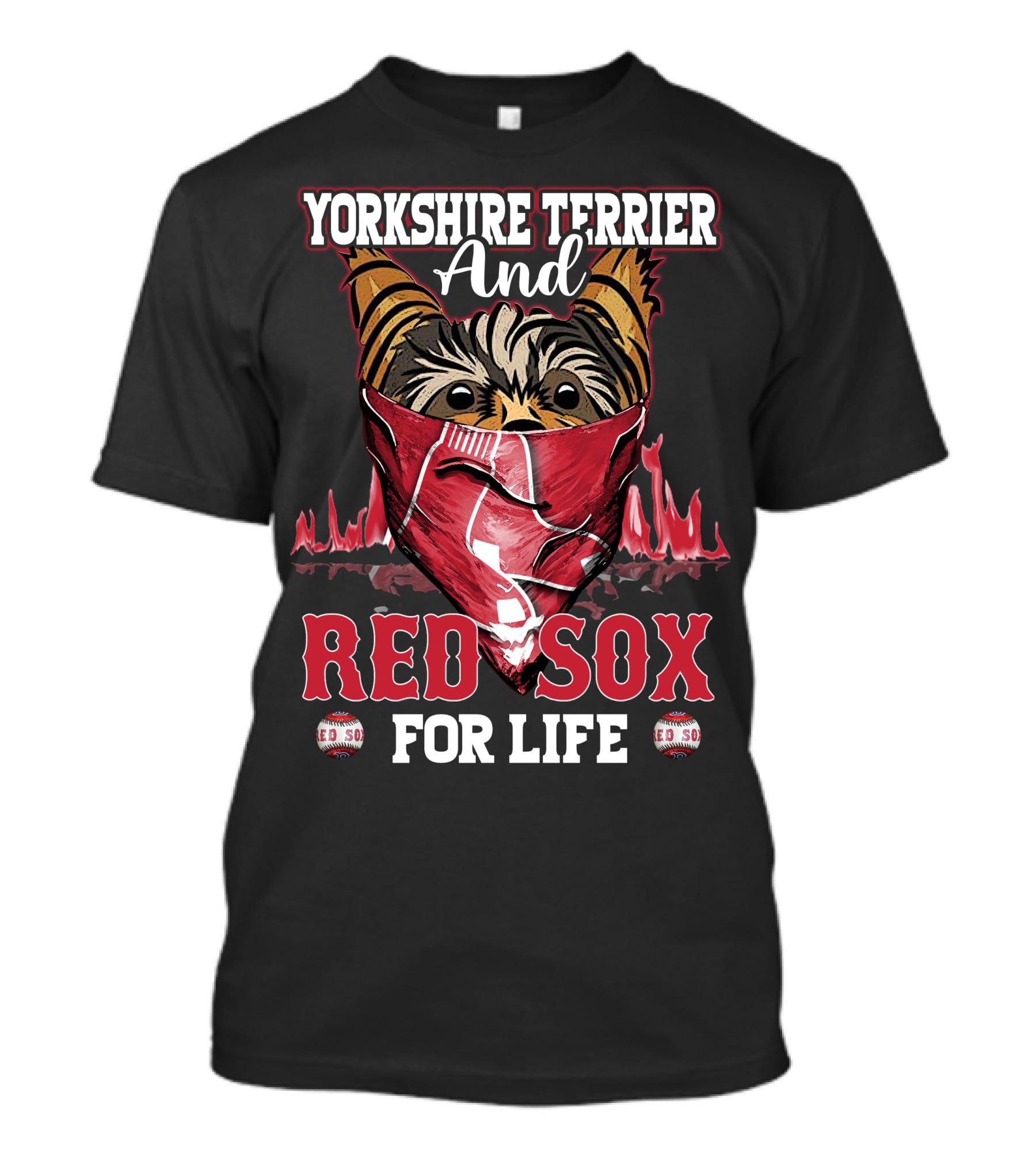 Yorkshire Terrier And Red Sox For Life T-Shirt