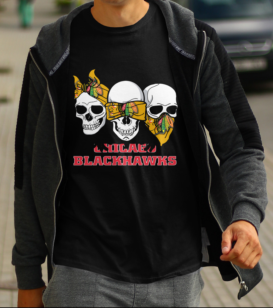 Chicago Blackhawks Three Skulls T-Shirt