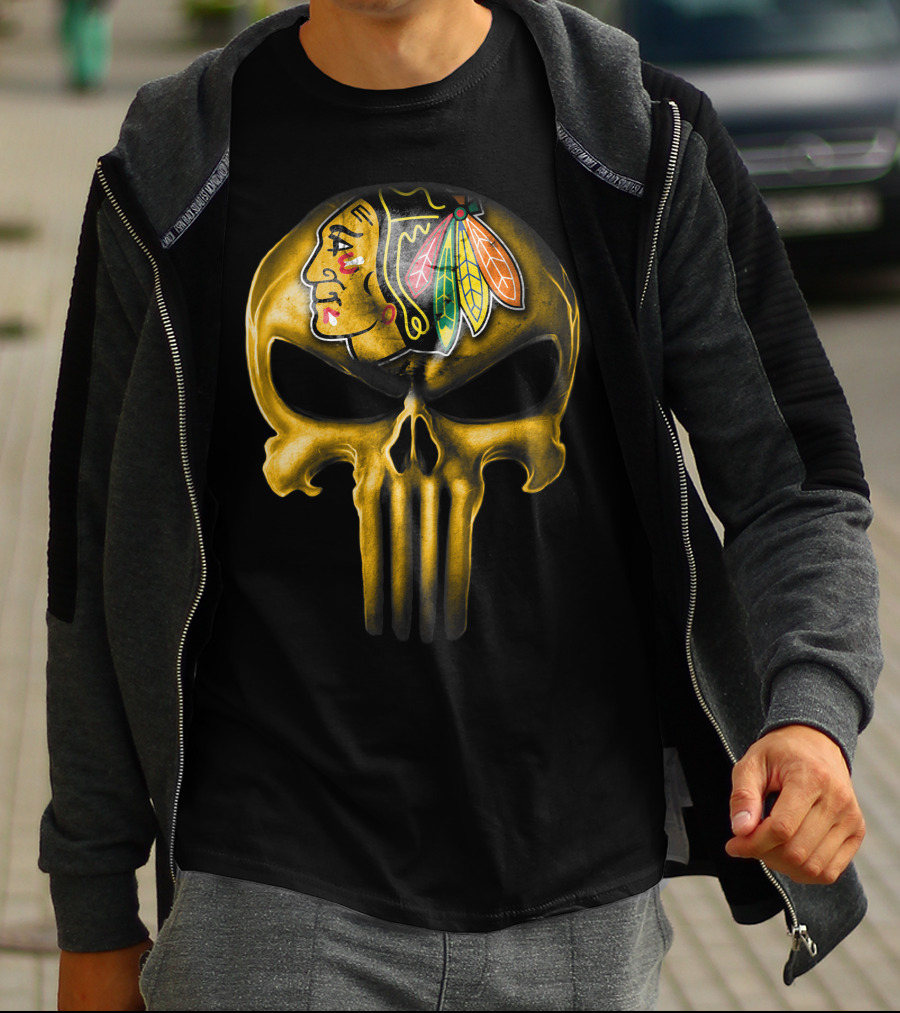 Skull Chicago Blackhawks Punisher Fusion T-Shirt