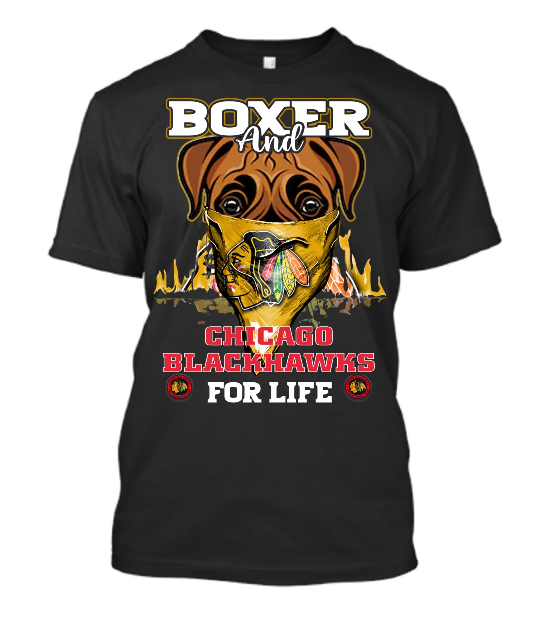 Boxer And Chicago Blackhawks For Life T-Shirt