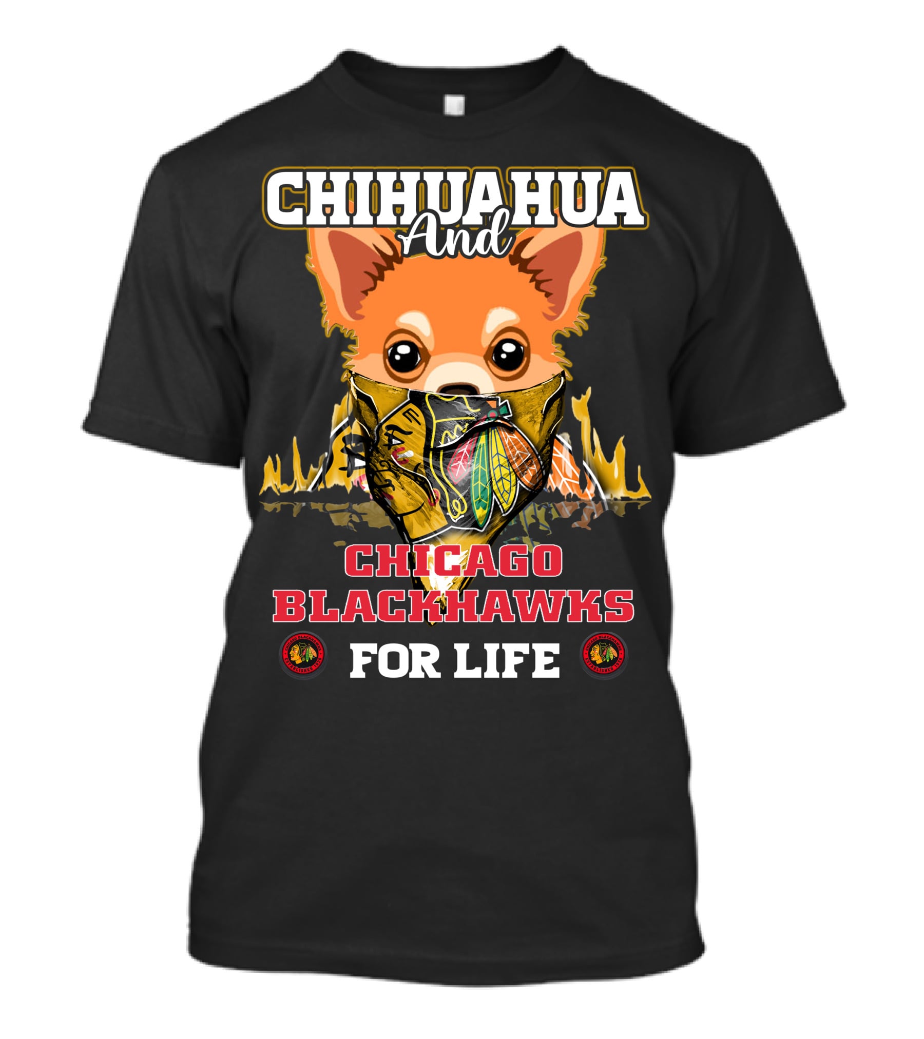 Chihuahua And Chicago Blackhawks For Life T-Shirt