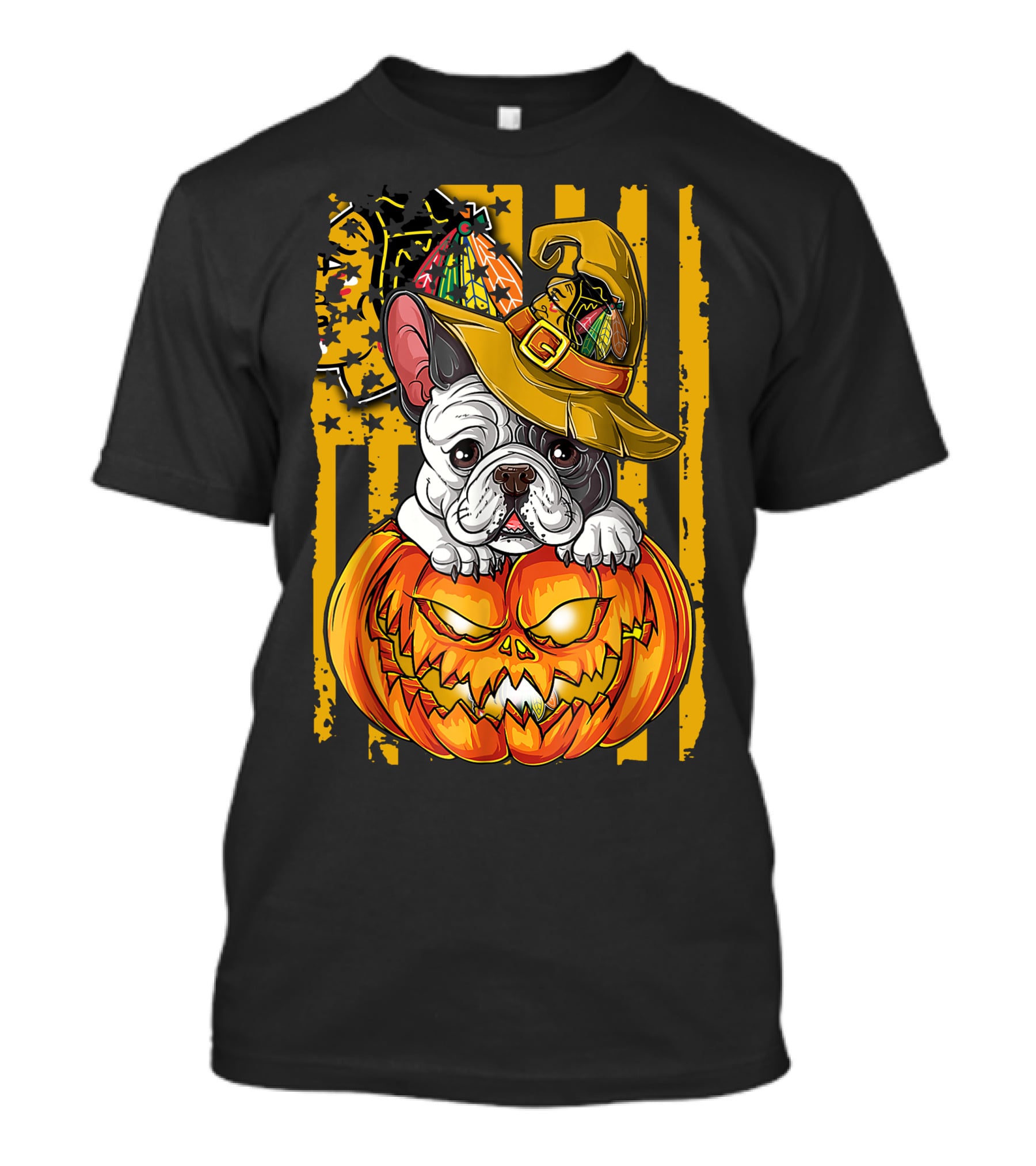 Hlw Bulldog Halloween Pumpkin Chicago Blackhawks T-Shirt